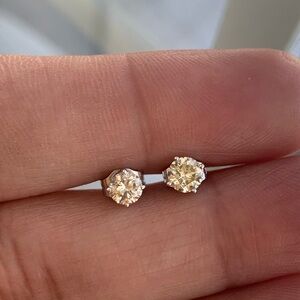 14k Gold Diamond Solitaire Studs - 0.35 cttw